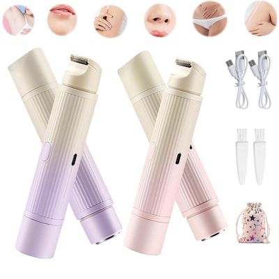 Comfort 2 in 1 Electric Lady Shaver, Dual Head Shaver Women, Bikini Trimmer for Women, Cordless Rechargeable Waterproof Women's Electric Razor Dry/Wet, for Facial Chin Underarm Legs (2pcs)