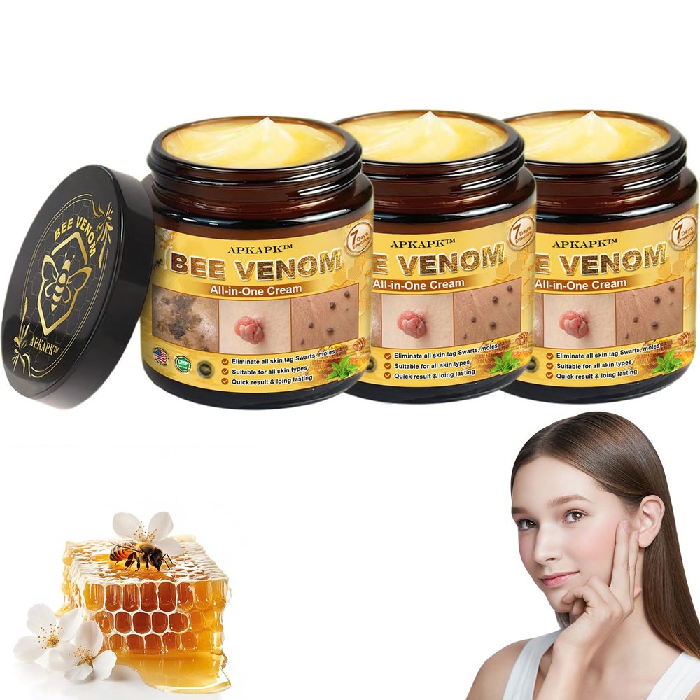 Bee Venom All in One Cream, Bee Venom Skin Treatment Cream, Effective all-in-One skin Treatment cream, Repair, Moisturize and lift 3 in 1, for All Skin Types (3 Bottle)