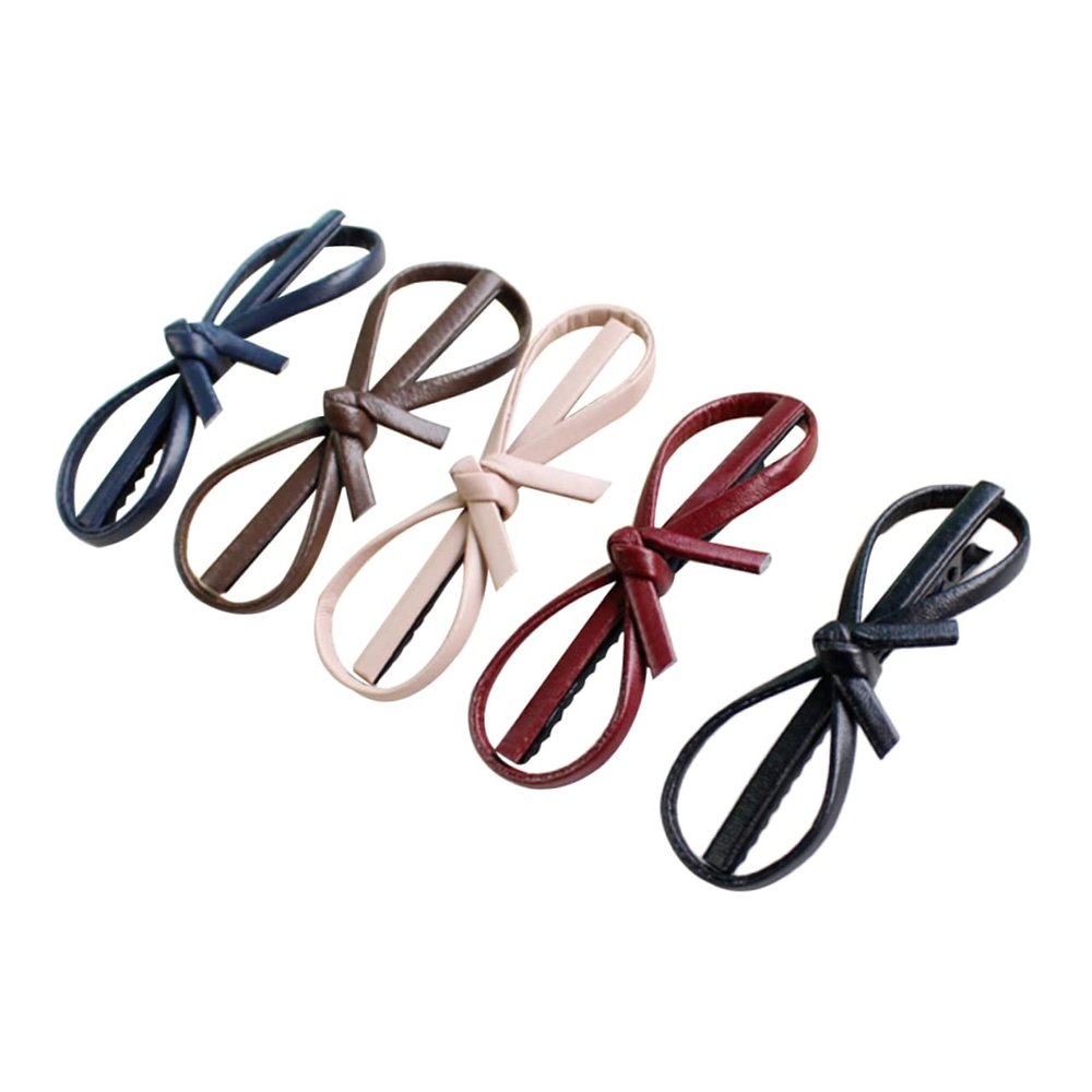 5Pcs Leather Hair Clips Fashion Barrettes for Women and Ladies