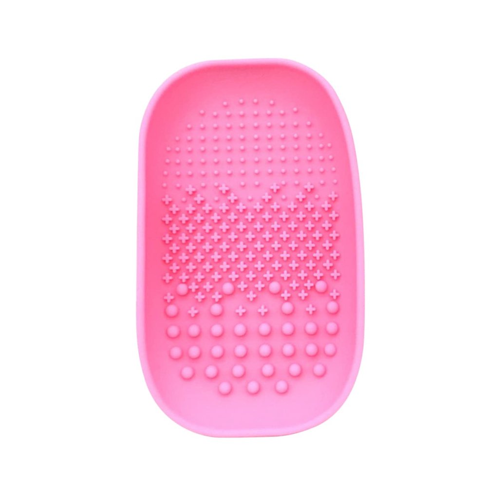 Gogogmee 1pc Makeup Brush Cleaning Pad Silicone Scrubber Dish for Effortless Brush Washing and Easy to Clean Random Pink for Makeup Lovers