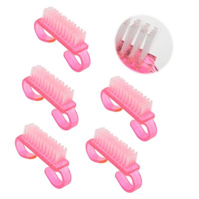 FOMIYES 5 Pcs Walnut Handle Grip Nail Brush Set Stiff Bristle Fingernail Scrubber for Deep Cleaning Hands and Toes Essential Manicure and Pedicure Tool