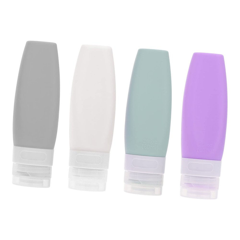 MERRYHAPY 4 Pcs Refillable Lotion Dispensers Travel Shampoo Bottles Leakproof Silicone Containers for Cosmetics for Gym Travel