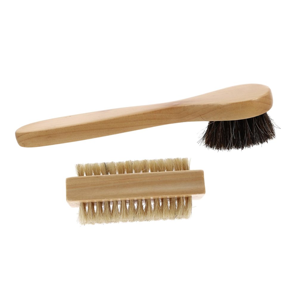 Healvian 2pcs Elastic Bristles Hand Brush Wooden Fingernail Brush Practical Cleaning for Office Bathroom Kitchen