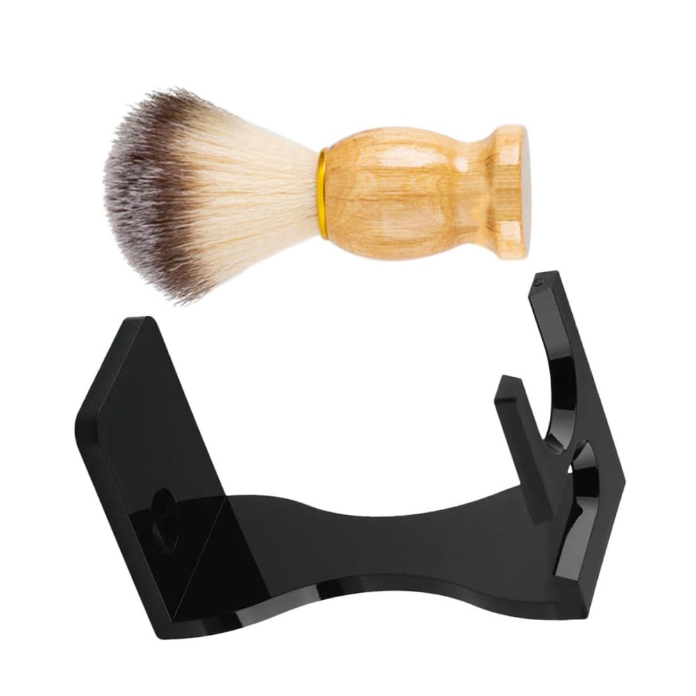 Beatifufu Beard Set Shaving Brush Stand Acrylic Display Holder Easy to Clean for Grooming Dad Husband Boyfriend