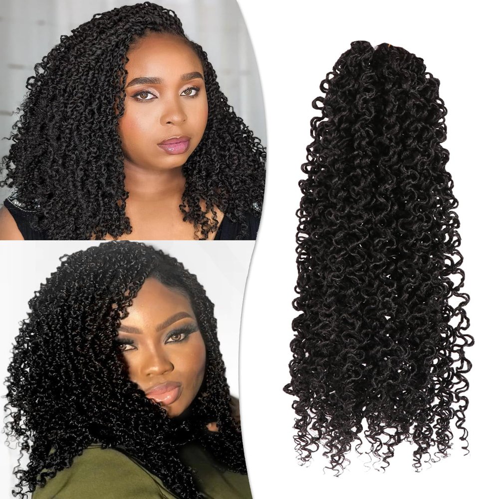 Yanky Twist Crochet Hair 14 Inch 3 Packs Pre Looped Mini Twist Yankee Twist Micro Yaki Twist Synthetic Curly Crochet Hair Extensions For Black Women (1B, 14 Inch (Pack of 3))
