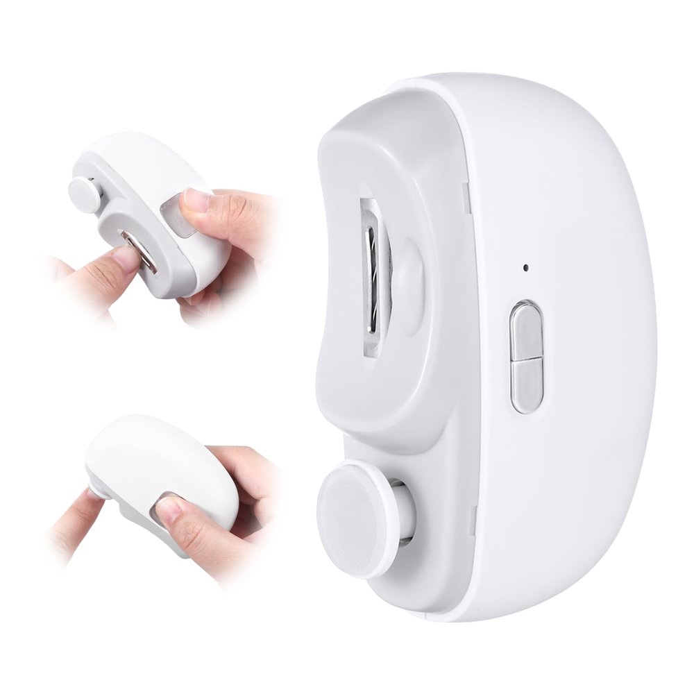 3 in 1 Electric Nail Clipper for Seniors, Baby Nail Trimmer Electric Automatic Trimmer, Safe Electric Toenail Clippers Nail File Tools for Adult, Manicure Kit Grinder with Polishing(White)