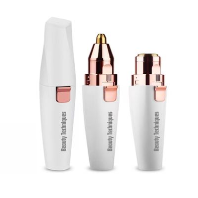 Beauty Techniques Finishing Touch Flawless Women's Painless Hair Remover, Rechargeable,White/Rose Gold Eyebrow & Facial Trimmer: 2 in1 Rechargeable