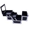 Black Makeup Organizer Aluminum Cosmetic Storage Drawers, Makeup Storage Box for Lipstick Jewelry and Makeup Brushes, Stackable Vanity Organizer,Cosmetic Organizer with Mirror 9"L x 6"W x 6"H view 2
