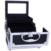 Black Makeup Organizer Aluminum Cosmetic Storage Drawers, Makeup Storage Box for Lipstick Jewelry and Makeup Brushes, Stackable Vanity Organizer,Cosmetic Organizer with Mirror 9"L x 6"W x 6"H view 3
