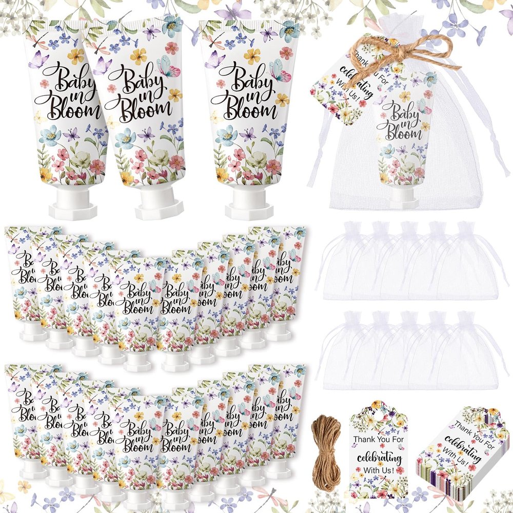 Dansib 48 Sets Baby in Bloom Hand Cream Gifts Baby Shower Hand Cream Party Favors for Guests Wildflower Gift Bulk Travel Size Lotion Set for Guest