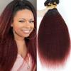 Ombre Burgundy Red Kinky Straight Micro Bead Human Hair Extensions 1b/99j Coarse Straight Micro Links Human Hair for Women Invisible Micro Loop Prebonded Real Human Hair 100strands/pack 100g 22inch view 1