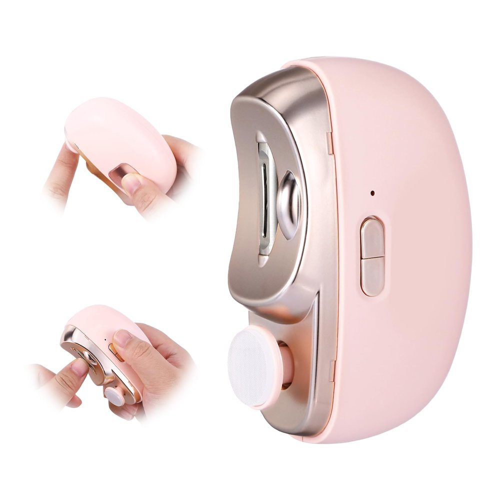 3 in 1 Electric Nail Clipper for Seniors, Baby Nail Trimmer Electric Automatic Trimmer, Safe Electric Toenail Clippers Nail File Tools for Adult, Manicure Kit Grinder with Polishing(Pink)