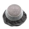 Right Hair Toupee For Men's Hair Piece Real Human Hair Fine Monofilament Hair Replacement System For Mens Hair System Natrual Hairline 8X10#1B65#1B Off Black+65% Grey 120% Density view 3