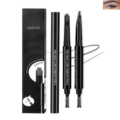 2 Pcs Dark Grey Eyebrow Pencil Set for Women,0.1mm Ultra-Fine Waterproof Mechanical Brow Tinted Pen,Long Lasting Professional Micro Eyebrow Retractable Pencil Definer Shaping&Filling Sparse Brow-02