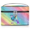 Ioracida Personalized Makeup Bag Cosmetic Bag, PU Leather Waterproof Custom Butterfly Initials Travel Toiletry Bag for women, Personalized Birthday Gift for Sister Friends, Rainbow Glitter view 1