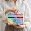 Ioracida Personalized Makeup Bag Cosmetic Bag, PU Leather Waterproof Custom Butterfly Initials Travel Toiletry Bag for women, Personalized Birthday Gift for Sister Friends, Rainbow Glitter view 2
