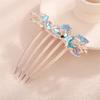 Aimimier Dainty Crystal Flower Hair Comb Sparkly Rhinestone Inlaid Hair Piece Long Teeth Side Combs Wedding Hair Accessories for Women (Blue) view 1