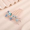 Aimimier Dainty Crystal Flower Hair Comb Sparkly Rhinestone Inlaid Hair Piece Long Teeth Side Combs Wedding Hair Accessories for Women (Blue) view 4