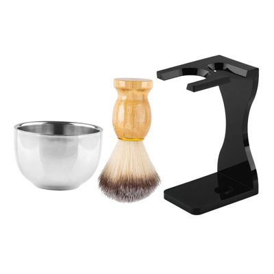 FOYTOKI Men's Beard Grooming Set Shaving Brush Kit with Durable Bowl and Stand for Home Use and Materials Friends