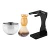 FOYTOKI Men's Beard Grooming Set Shaving Brush Kit with Durable Bowl and Stand for Home Use and Materials Friends view 1