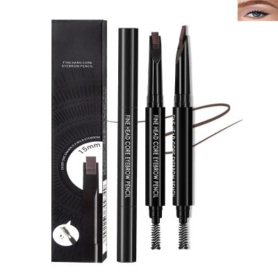 2 Pcs Dark Brown Eyebrow Pencil Set for Women,0.1mm Ultra-Fine Waterproof Mechanical Brow Tinted Pen,Long Lasting Professional Micro Eyebrow Retractable Pencil Definer Shaping&Filling Sparse Brow-03