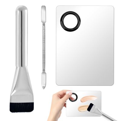 JDBZYDM 3 Pcs Make Up Spatula Tool including Cosmetic Makeup Mixing Palette Flat Foundation Brush Foundation Spatula for Nail Art Eye Shadow Facial Cosmetic Pigment Blending