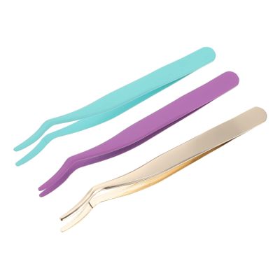 Didiseaon 3pcs Eyelash Tweezers Precision Applicators for Eyelash Extensions and False Lashes Colors for Salon and Personal Use