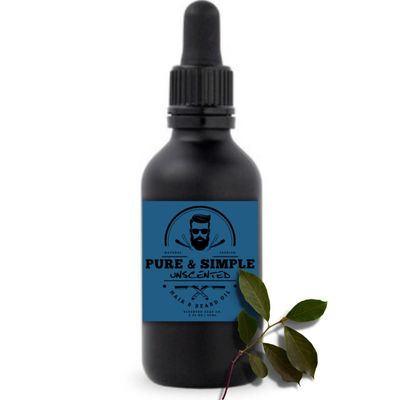 Bluebyrd Pure & Simple Unscented Beard Oil - For Sensitive Skin -100% Natural Conditioner and Softener For Men - Hydrates and Moisturizes for Beard Growth - Treats Dry Itchy Beards - 2oz(Unscented)