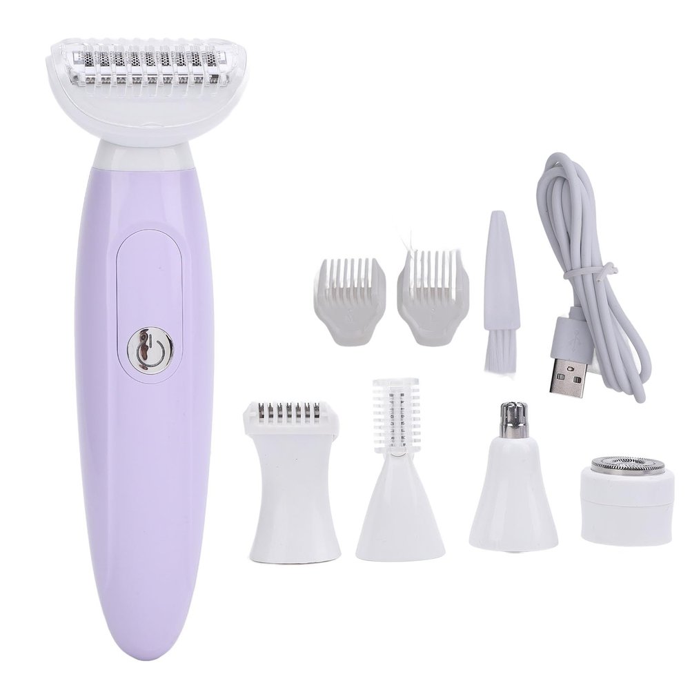 Electric Women Trimmer, 4 in 1 Womens Razors Set with Interchangeable Blades for Shaving, Trimmer Blades for Comfortable Hair Removal, Portable Electric Bikini Clipper for