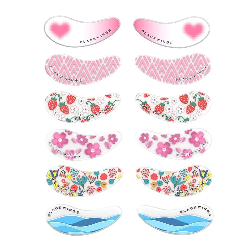 Black Wings 6 Pairs Silicone Eye Patches with Self-Adhesive Design - Cute Bear & Rabbit Inspired Eye Care Patches (Mix 6 pairs)