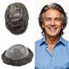 Hair Wonders Toupee for Men Hair System Real Human Hair Full Poly Skin Hairpiece for Men Replacement Systems Invisible Hairline Protesis Capilar #240#2 Darkest Brown+40% Gray 6x8 120% Density view 1