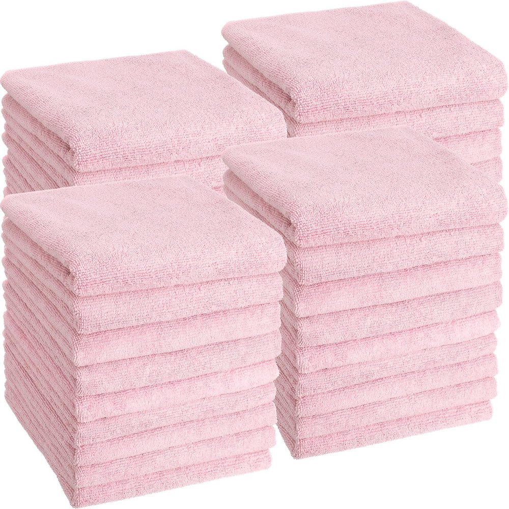 Shimeyao 40 Pack Bleach Proof Towels Microfiber Absorbent Resistant Hair Hand Towels Bulk Quick Dry for Barber Gym Bath Spa Shaving (Dark Pink,16 x 29 Inch)