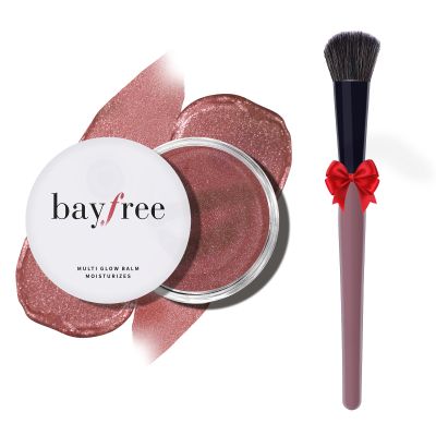 bayfree Multi Cream Blush & Blush Brush Set, Korean Makeup Blush for Cheeks, Multi-Use Face Balm, Lightweight & Hydrating, Blendable Color, Non-Greasy, Soft Bristles for Radiant Finish (Rose Crystal)
