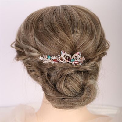 Aimimier Dainty Crystal Flower Hair Comb Sparkly Rhinestone Inlaid Hair Piece Long Teeth Side Combs Wedding Hair Accessories for Women (Colorful)