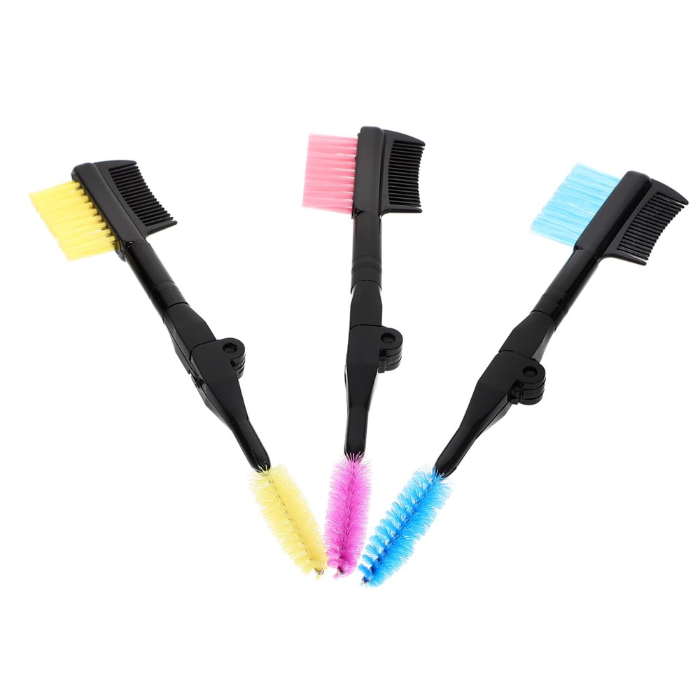 Beatifufu 3pcs Portable Double Foldable Eyebrow and Eyelash Comb Compact Beauty Tool for Eyebrow Grooming and Lash Curling Yellow Orange and