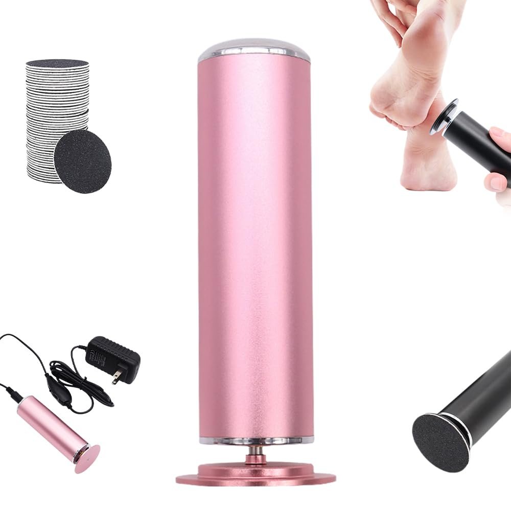 Dermave Electric Foot Callus Remover,2025 New Pedicure Tool for Dead Skin Removal,Pain-Free Foot File Callus Remover for Feet,360 Rotation Electric Foot Filer with 60PCS Sanding Discs (Pink)