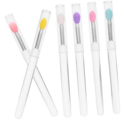 AUTSUPPL 6pcs Portable Lip Brush Covers Dust Lip Gloss Applicator for Makeup Travel and Home Use Includes and