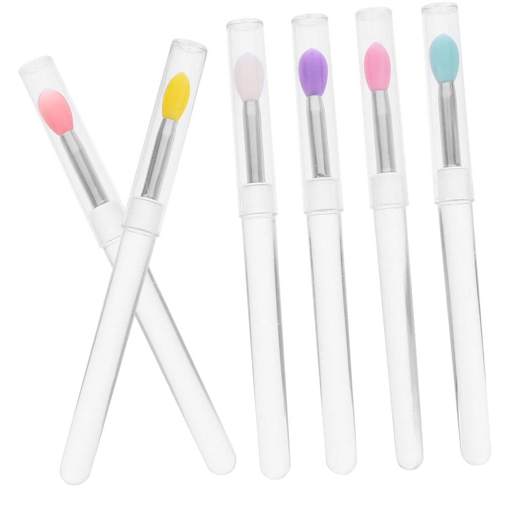 AUTSUPPL 6pcs Portable Lip Brush Covers Dust Lip Gloss Applicator for Makeup Travel and Home Use Includes and