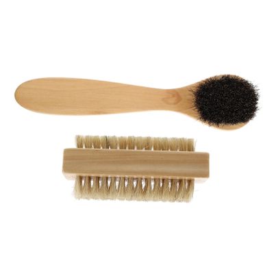 FOYTOKI 2Pcs Wooden Bristle Nail Cleaning Brush Set Dual-Sided Finger Scrubbers for Manicure and Pedicure Natural Pig Bristle Ergonomic Design for Easy Use
