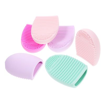 FOMIYES 6pcs Silicone Egg Brush Cleaning Mat Makeup Brush Cleaner Reusable Washable Beauty Brush Cleaning Pad Set