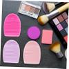 FOMIYES 6pcs Silicone Egg Brush Cleaning Mat Makeup Brush Cleaner Reusable Washable Beauty Brush Cleaning Pad Set view 3