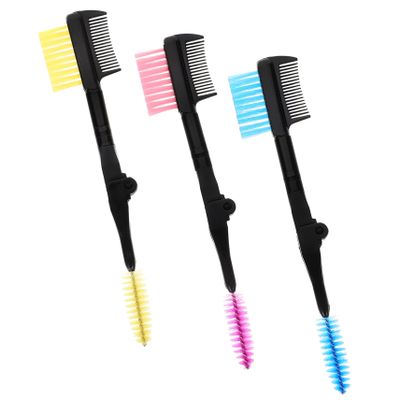 FOMIYES 3pcs Portable Double-head Eyebrow Comb and Eyelash Curler Set Foldable Design for Easy Travel Includes Yellow Orange and Blue Comb Tools for Eyebrow and Eyelash Grooming