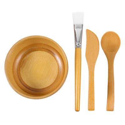 FOMIYES 4pcs Bamboo Facial Mask Bowl Set Diy Mixing Tools Spatula Brush Spoon for Skin Care Easy to Clean Reusable Face Mask Kit