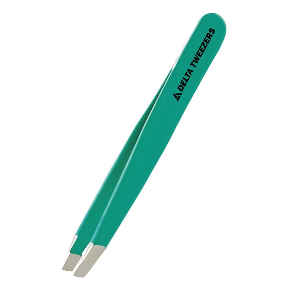 Delta Tweezer Eyebrow Tweezers for Women Facial Hair Pinzas Para Cejas Professional Stainless Steel Ingrown Facial Hair Removal Tweezer Men & Beauty & Personal Care Tools (1, Green)
