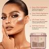 FelinWel Highlight Contour Makeup Palette Effortless Blending Matte Shimmer Highlighter Palette and Bronzer Powder for Warm Toned Skin with Brush view 2