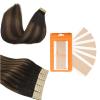 DOORES Tape in hair extension + Tape Tabs, 50g 20pcs 18 Inch Tape in Human Hair Extensions Balayage Dark Brown to Chestnut Brown and 72pcs Double Sided Tape Adhesive view 1