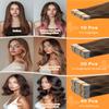 DOORES Tape in hair extension + Tape Tabs, 50g 20pcs 18 Inch Tape in Human Hair Extensions Balayage Dark Brown to Chestnut Brown and 72pcs Double Sided Tape Adhesive view 4