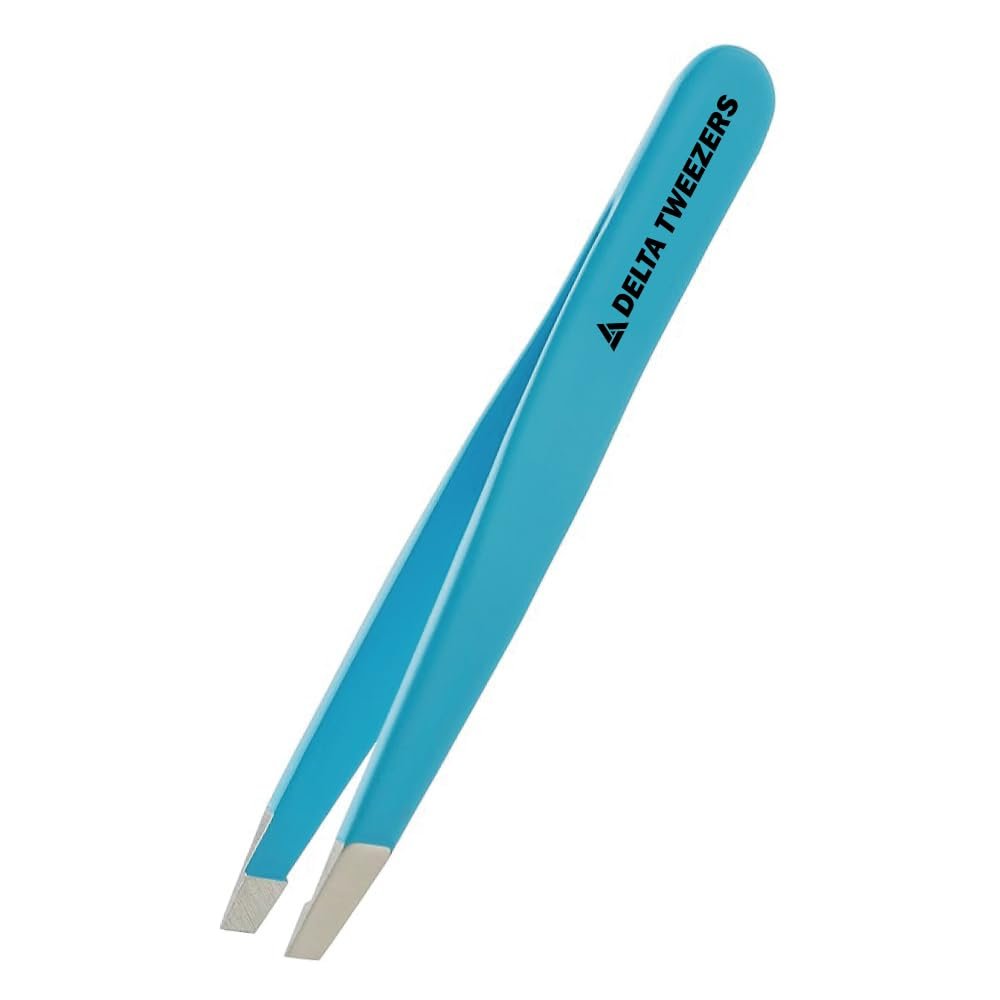 Delta Tweezer Eyebrow Tweezers for Women Facial Hair Pinzas Para Cejas Professional Stainless Steel Ingrown Facial Hair Removal Tweezer Men & Beauty & Personal Care Tools (1, Blue)