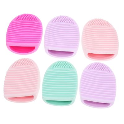 FRCOLOR 6pcs Silicone Makeup Brush Cleaner Mat Brush Cleaning Pad Reusable Beauty Cleaner for Travel