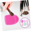 FRCOLOR 6pcs Silicone Makeup Brush Cleaner Mat Brush Cleaning Pad Reusable Beauty Cleaner for Travel view 2